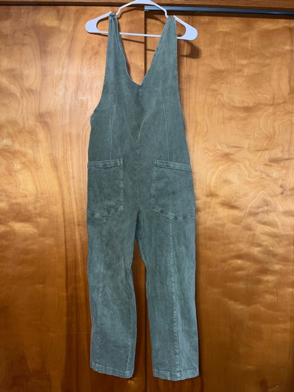 Zenana Washed Green Women's Utility Overalls